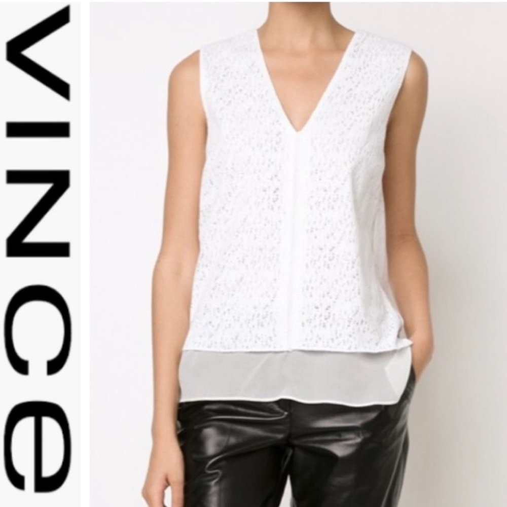 Vince White Sleeveless Top